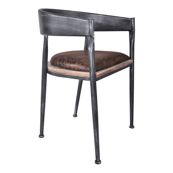 Armen Macey Modern Dining Chair In Industrial Grey And Brown Fabric With Pine Wood - Set Of 2 LCMYCHSBBR