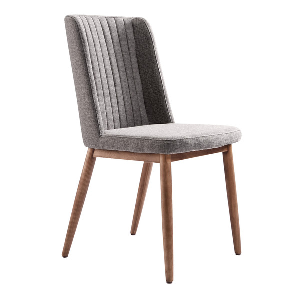Armen Wade Mid-Century Dining Chair In Walnut Finish And Gray Fabric - Set Of 2 LCWDSIGR
