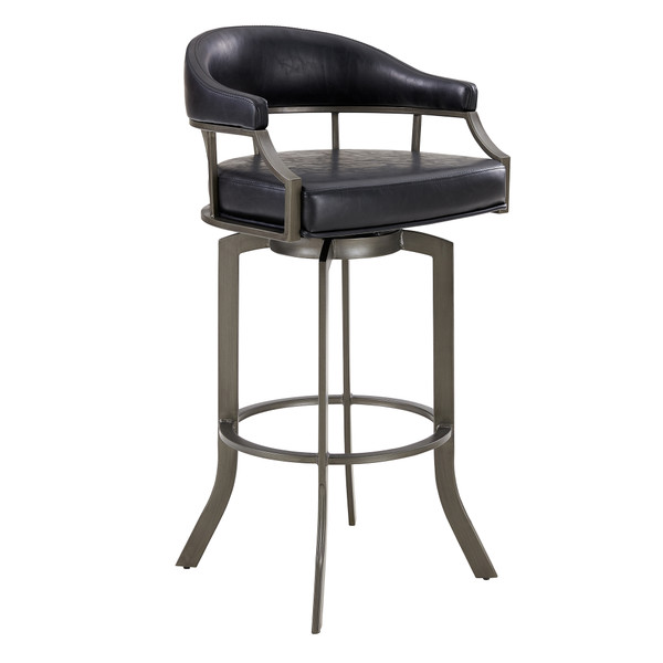 Armen Edy Swivel 30" Mineral Finish And Black Faux Leather Bar Stool LCEDBAMFVB30