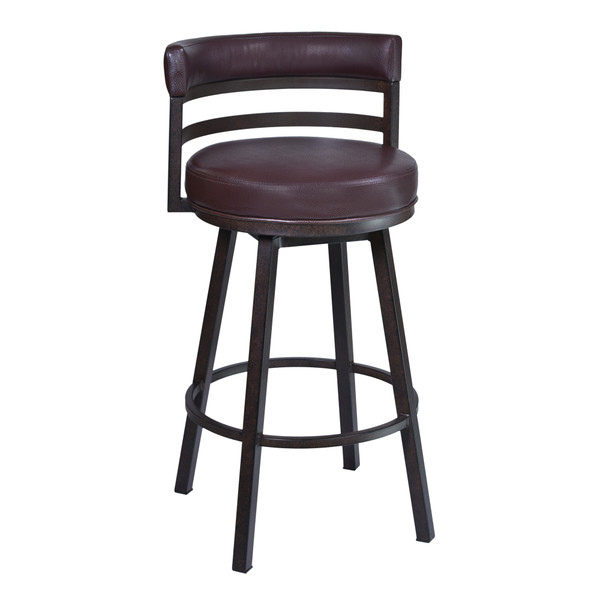 Armen Madrid 26" Barstool In Auburn Bay Finish With Brown Pu Upholstery LCMA26BABR