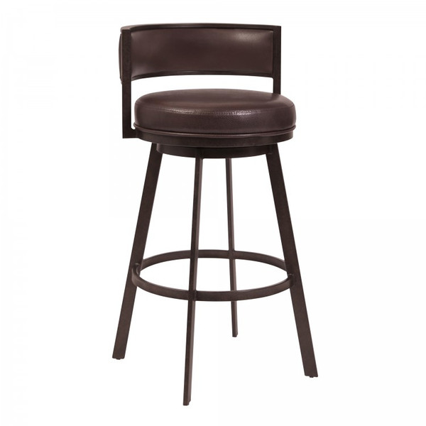 Armen Chateau 26" Counter Height Barstool In Auburn Bay And Brown Faux Leather LCCHBAABBR26