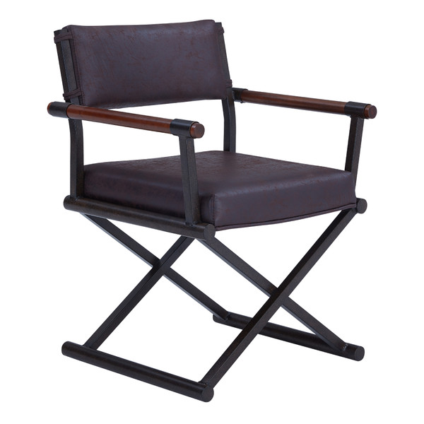 Armen Director Contemporary Dining Chair In Auburn Bay Finish And Bandero Espresso Fabric LCDICHABES