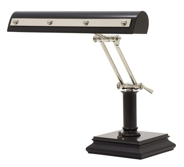 14" Piano Desk Lamp With Rivet Motif (Ball & Strap) PR14-201-BLK/PN By House Of Troy