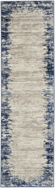 Nourison Cyrus CYRUS CYR04 Ivory/Navy 8' Runner Area Rug