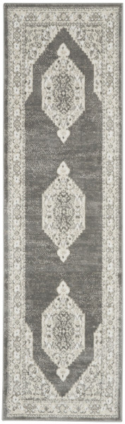 Nourison Cyrus CYRUS CYR01 Ivory/Grey 8' Runner Area Rug