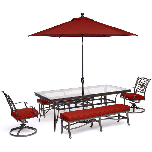 Hanover Traditions 5-Piece Patio Dining Set -Red TRADDN5PCSW2GBN-SU-R