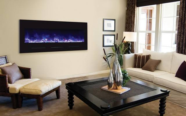 BI-FI-50-FLUSHMT-BLKGLS 50" Electric Fireplace w/Black Glass Surround-No Mood Light