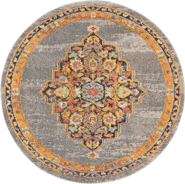 Nourison Passionate PASNT PST01 Grey 5' Round Area Rug