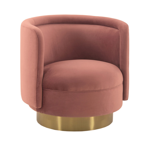 Armen Living Peony Blush Fabric Upholstered Sofa Accent Chair With Brushed Gold Legs LCPECHBLUSH