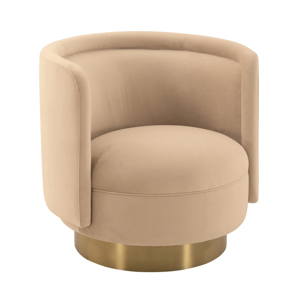 Armen Living Peony Natrual Fabric Upholstered Sofa Accent Chair With Brushed Gold Legs LCPECHNAT