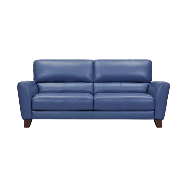 Armen Living Kester 81" Square Arm Blue Genuine Leather Sofa LCKE3PBLU