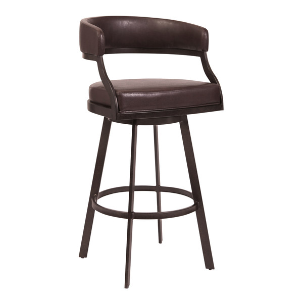 Armen Living Dione 30" Bar Height Barstool In Auburn Bay And Brown Faux Leather 721535746934