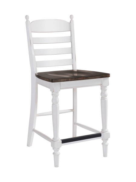 Intercon Belgium Farmhouse Bar Stool Ladder Back With Wood Seat BF-BS-789W-AWG-K24