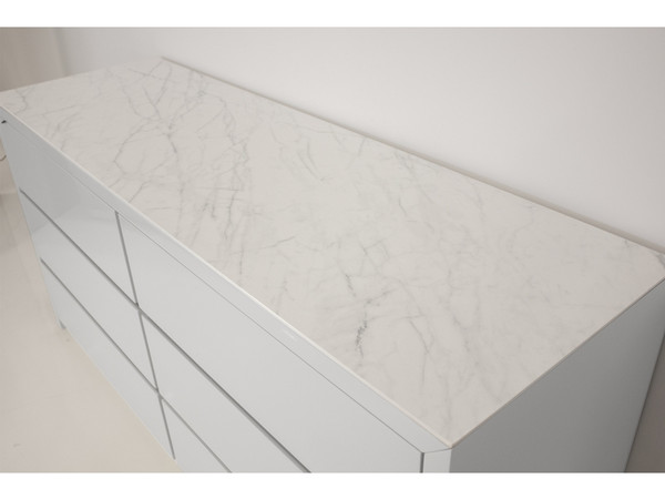 Ceramic Top Blanche White Carrera, Double Dresse DCEBLANCARR64x20 By Mobital