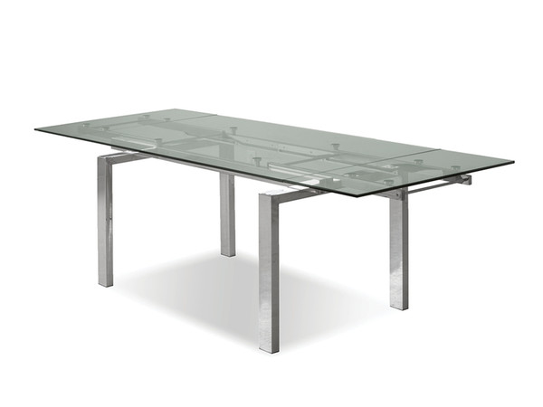Dining Table Extension Cantro Polished Stainless Steel Base/Clear Tempered DTACANTCLEASTEEL By Mobital