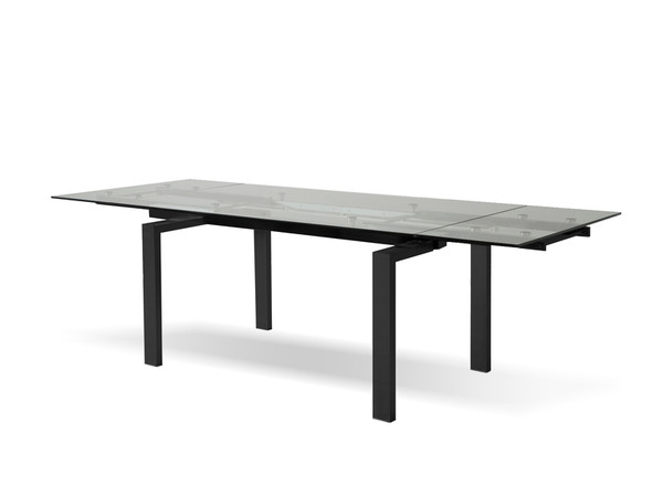 Dining Table Extension Cantro Black Powder Coated Base/Clear Tempered DTACANTCLEABLAC By Mobital