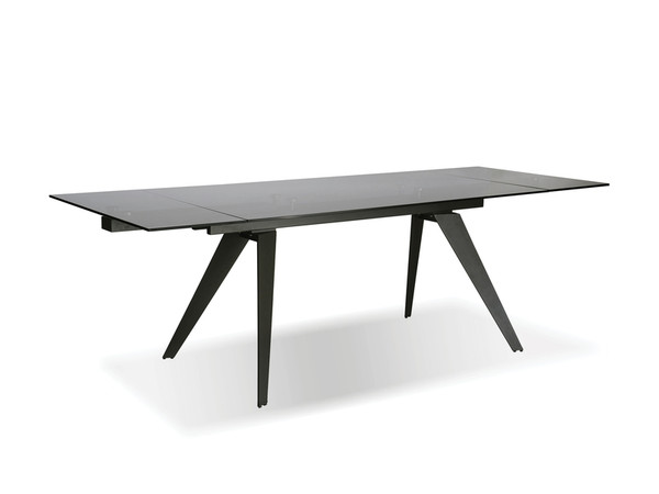 Dining Table Extension Noire Smoke Glass, Black Iron Frame DTANOIRSMOKIRON By Mobital