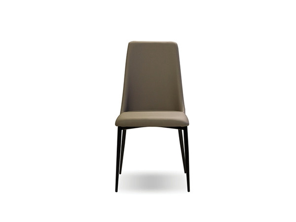Dining Chair Seville Taupe Leatherette With Matte Black DCHSEVITAUPBLACK By Mobital