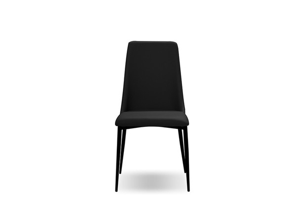 Dining Chair Seville Black Leatherette With Matte Black DCHSEVIBLACBLACK By Mobital