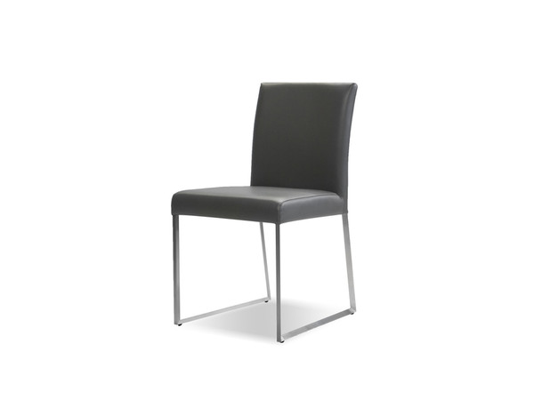 Dining Chair Tate Smoke Leather, Brushed Stainless Steel DCHTATESMOKLE By Mobital