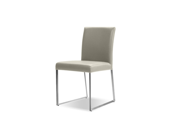 Dining Chair Tate Wheat Leather, Brushed Stainless Steel DCHTATEWHEALE By Mobital