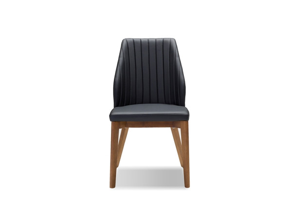 Dining Chair Totem Black Leatherette, Walnut Legs DCHTOTEBLAC By Mobital