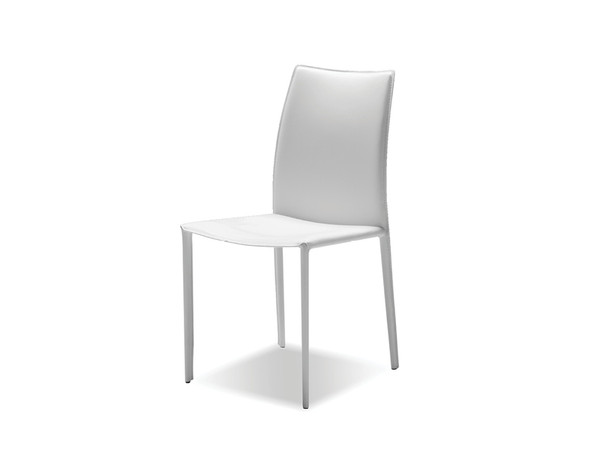 Dining Chair Zak Pure White Leather DCHZAKBWHIT By Mobital