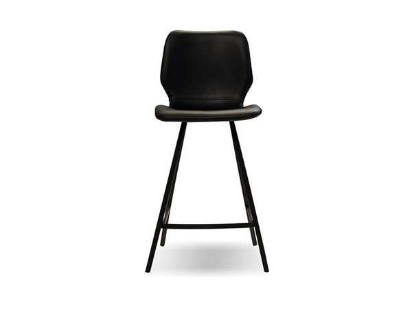 Counter Stool Bernadette Black Leatherette/Black Powder Coated Metal Frame DCSBERNBLACPCBLA By Mobital