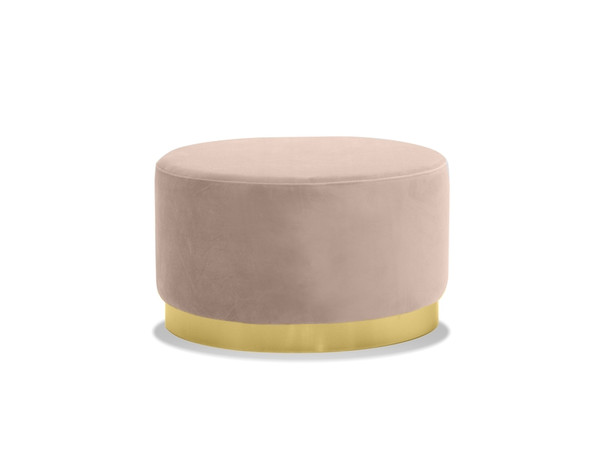 Pouf Pillbox Low Blush Velvet Fabric/Electroplated Gold Base LPOPILLBLUSLOW99 By Mobital