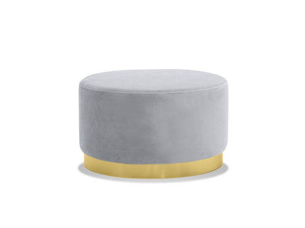 Pouf Pillbox Low Grey Velvet Fabric/Electroplated Gold Base LPOPILLGREYLOW99 By Mobital