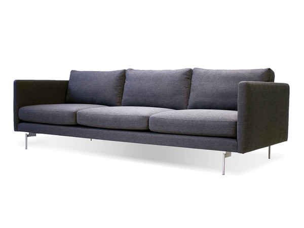 Sofa Taut 3 Seater Dark Grey Tweed, Brushed Stainless Steel Legs SOFTAUTDGRELONG By Mobital