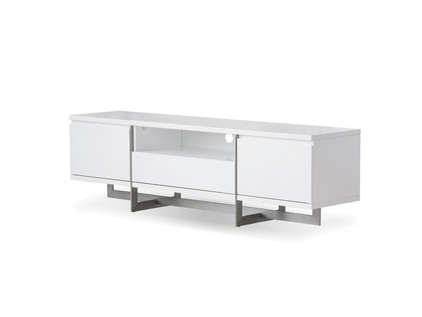 Tv Unit Remi Matte White, Brushed Stainless Steel Base WTVREMIWHIT By Mobital