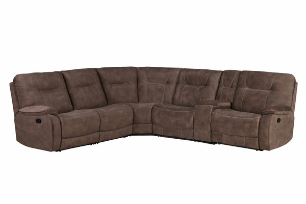 MCOO-PACKA-SBR Cooper - Shadow Brown 6 Piece Modular Manual Reclining Sectional With Entertainment Console By Parker House