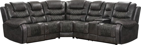 MOUT-PACKT(H)-STA Outlaw - Stallion 6 Piece Modular Power Sectional With Drop Down Table And Power Headrests And Entertainment Console By Parker House
