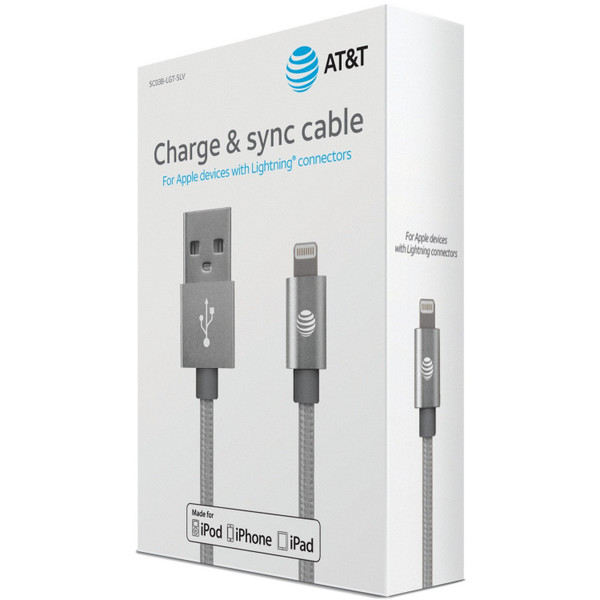 Charge & Sync Braided Usb To Lightning(R) Cable, 4Ft (Silver)