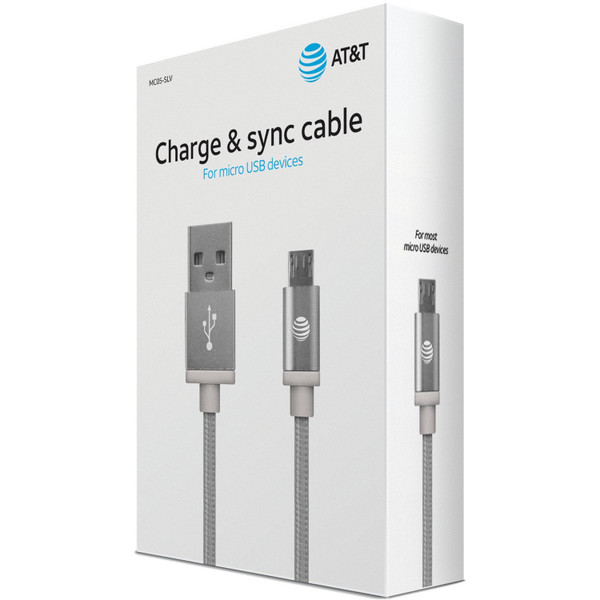 Charge & Sync Braided Usb To Micro Usb Cable, 5Ft (Silver)