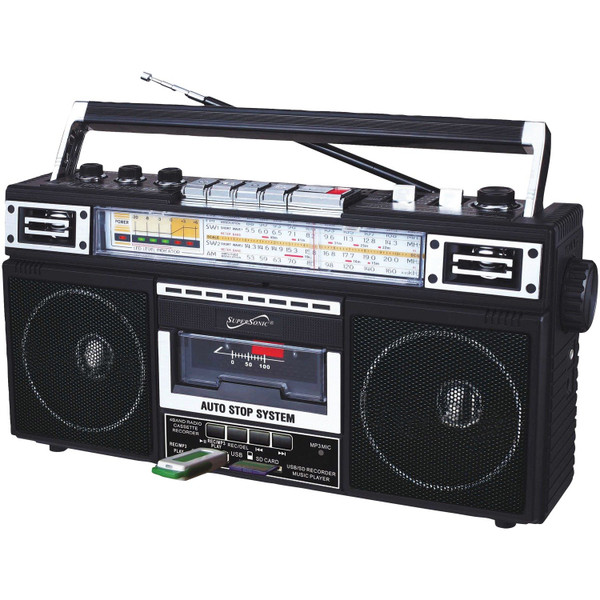 Retro 4-Band Radio And Cassette Player With Bluetooth(R) (Black)