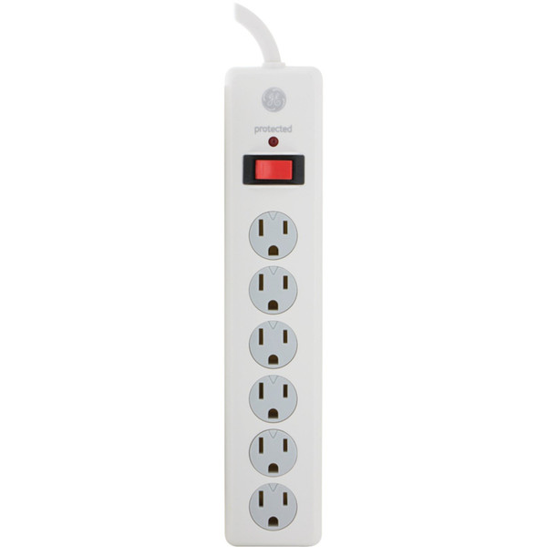 6-Outlet Surge Protector (White, 10Ft Cord)