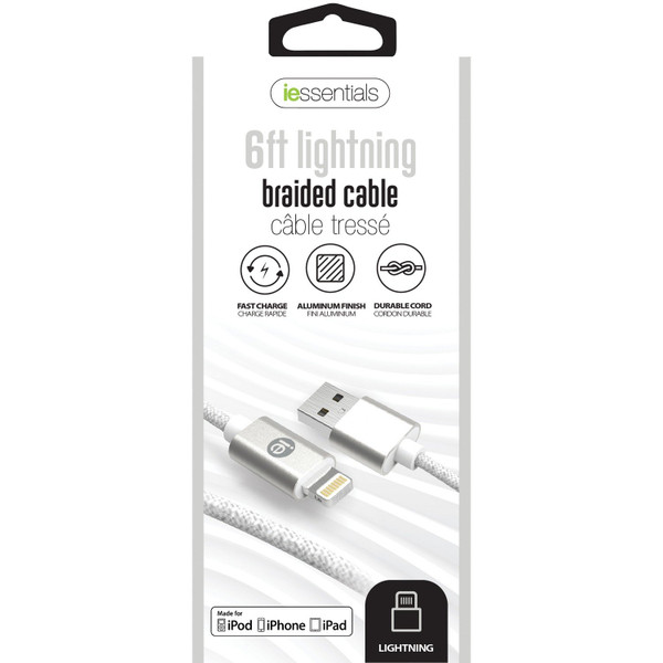 Charge & Sync Braided Lightning(R) To Usb Cable, 6Ft (White)