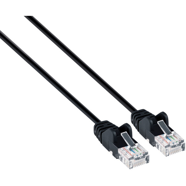Black Cat-6 Utp Slim Network Patch Cable With Snagless Boots (5 Feet)
