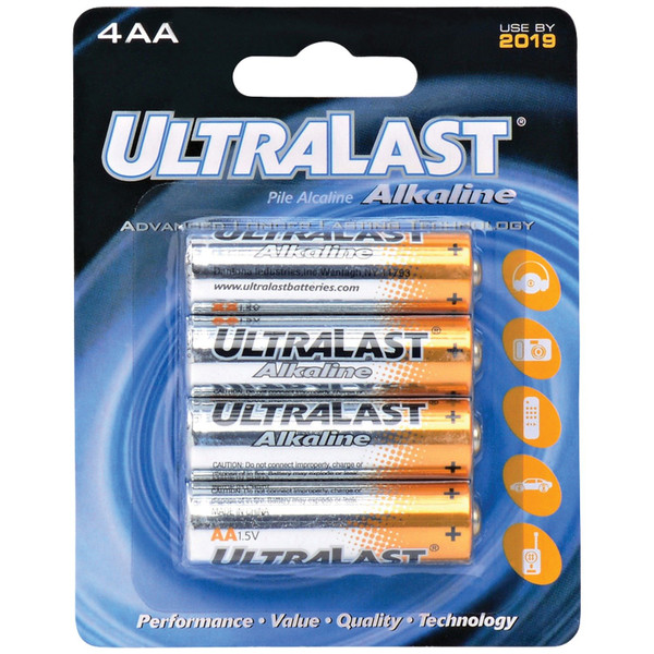 Ula4Aa Aa Alkaline Batteries, 4 Pk