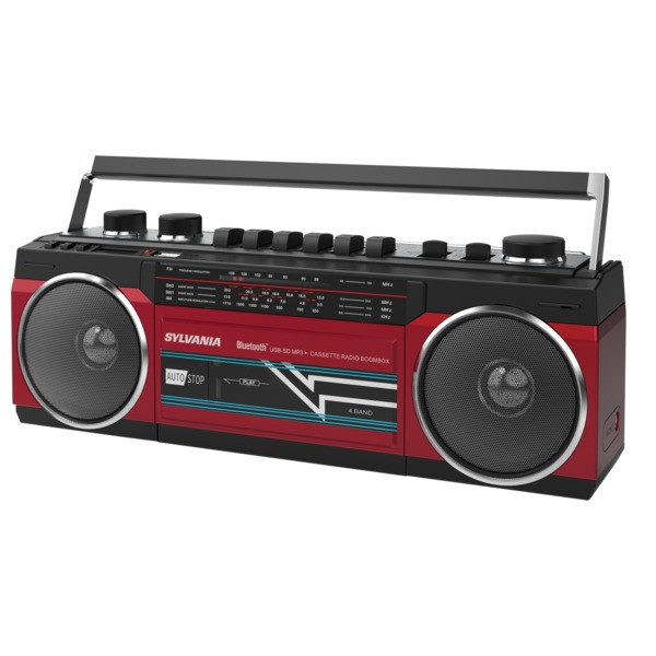 Bluetooth(R) Retro Cassette Boombox With Fm Radio (Red) CURSRC232BTRED By Petra