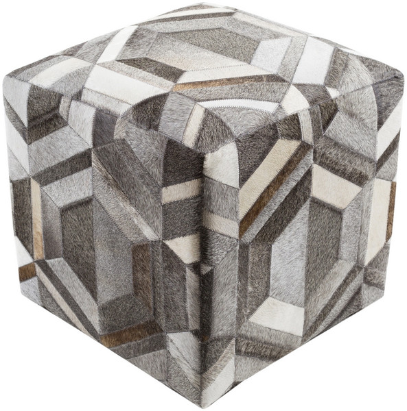 Surya Lycaon Cube Pouf - Gray And Brown LCPF002-181818