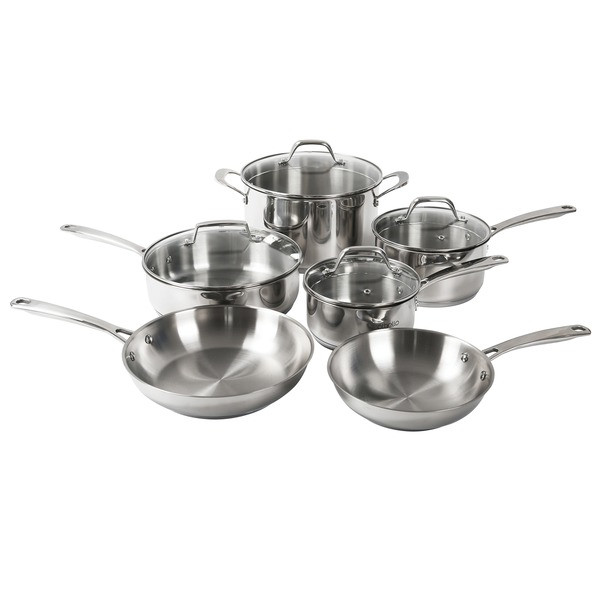 10-Piece Tri-Ply Stainless Steel Pots And Pans Set WACCHSSCO6 By Petra