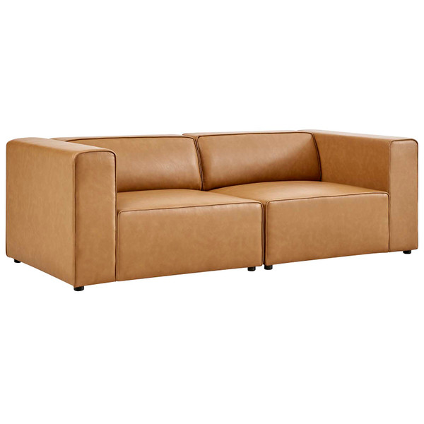 Modway Mingle Vegan Leather 2-Piece Sectional Sofa Loveseat EEI-4788-TAN