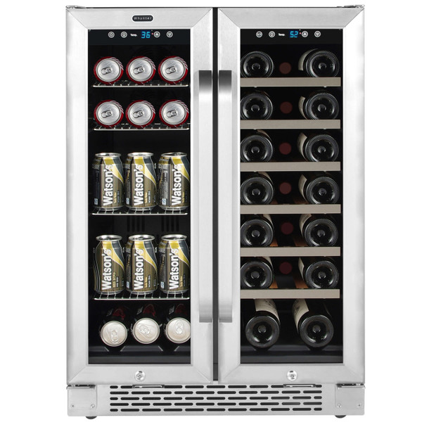 Whynter 24" Built-In French Door Dual Zone 20 Bottle Wine 60 Can Beverage Cooler BWB-2060FDS