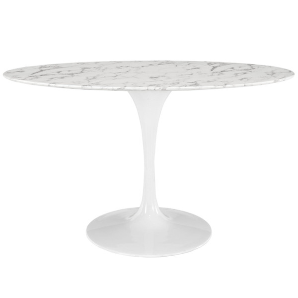 Modway Lippa 54" Oval Artificial Marble Dining Table EEI-1134-WHI