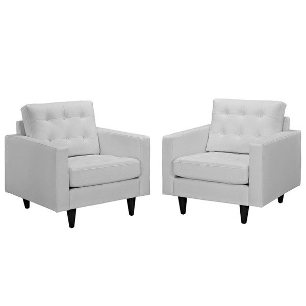 Modway Empress Leather Armchairs - Set Of 2 - White EEI-1282-WHI