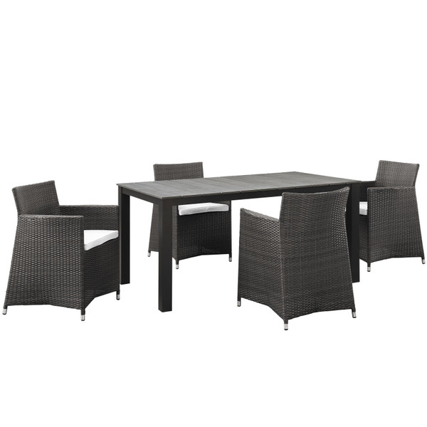 Modway Junction 5 Piece Outdoor Patio Dining Set EEI-1746-BRN-WHI-SET