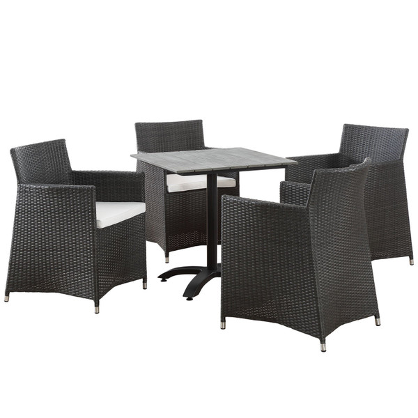 Modway Junction 5 Piece Outdoor Patio Dining Set EEI-1760-BRN-WHI-SET